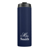Navy Personalized Text Mrs Name Thermosbeker (Voorkant)