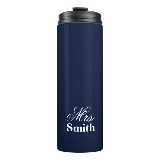 Navy Personalized Text Mrs Name Thermosbeker (Voorkant)