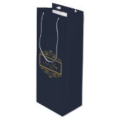 Navy Personalized Wine Gift Bag Wijn Cadeautas (Voorkant Gekanteld)