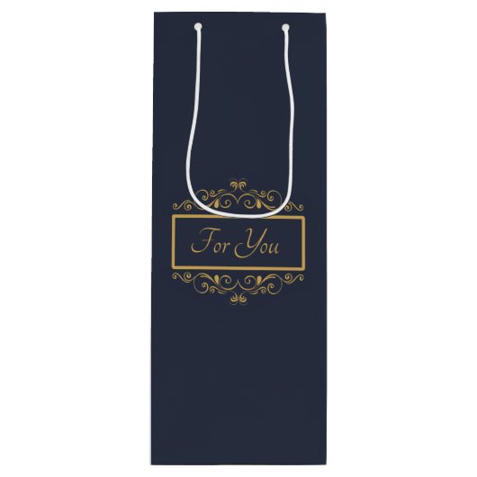 Navy Personalized Wine Gift Bag Wijn Cadeautas (Voorkant)