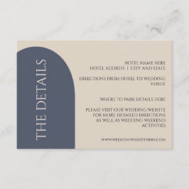 NAVY & PERZIKKLEURIGE BOOG-HUWELIJKSDETAIL ENCLUSI INFORMATIEKAARTJE