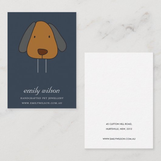 NAVY PET DOG BROWN LABEL PIN CHARM DISPLAY SJABLOO (Voorkant / Achterkant)