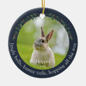 Navy Pet Konijn Konijntje Foto Kerstmis Keramisch Ornament (Voorkant)