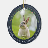 Navy Pet Konijn Konijntje Foto Kerstmis Keramisch Ornament (Links)