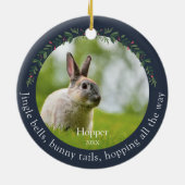 Navy Pet Konijn Konijntje Foto Kerstmis Keramisch Ornament (Achterkant)