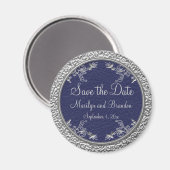 Navy & Pewter Save the Date Magnet (Voorkant / Achterkant)