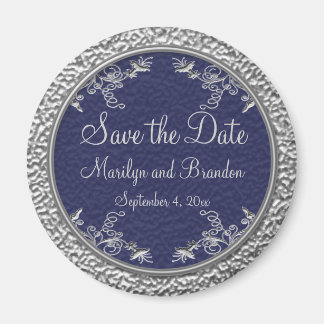 Navy & Pewter Save the Date Magnet