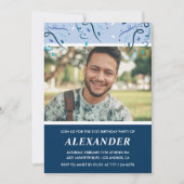 Navy Photo 31st Birthday Invitations Man Kaart (Voorkant)