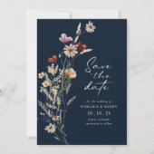 Navy Photo Boho Save the Date Flat Kaart (Voorkant)