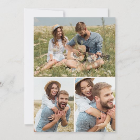 Navy Photo Boho Save the Date Flat Kaart (Achterkant)