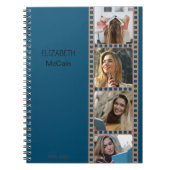 Navy Photo Booth - Trendy modern gepersonaliseerd Notitieboek (Voorkant)
