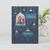 Navy Photo Happy Holiday Kaart (Staand voorkant)
