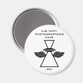 NAVY PHOTOGRAPHER IFGA MET WINGS ROUND MAGNET (Voorkant / Achterkant)