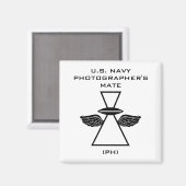 Navy Photographer IFGA met wings Square Magnet (Voorkant / Achterkant)