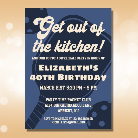 Navy Pickleball Feest Sportieve Paddles Verjaardag Kaart