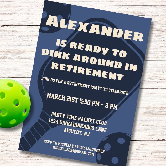 Navy Pickleball Party Sportpeddels Pensioen Kaart