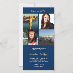 Navy picture block afstudeeraankondiging uitnodigi