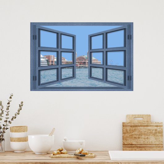 Navy Pier 6 Pane Open Window Poster (Keuken)
