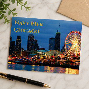 Navy Pier _at night Chicago Briefkaart