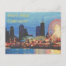 Navy Pier _at night Chicago Briefkaart