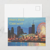 Navy Pier _at night Chicago Briefkaart (Voorkant / Achterkant)