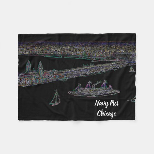 Navy Pier Chicago 1920's NEON Art Windy City Fleece Deken (Voorkant (Horizontaal))