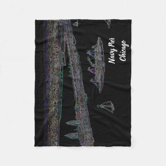 Navy Pier Chicago 1920's NEON Art Windy City Fleece Deken (Voorkant)