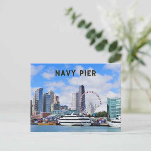Navy Pier Chicago Briefkaart Travel Vacation (Staand voorkant)