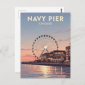 Navy Pier Chicago Illinois Travel Briefkaart (Voorkant / Achterkant)