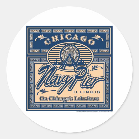 Navy Pier Chicago Ronde Sticker (Voorkant)
