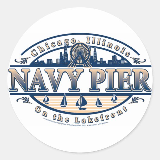 Navy Pier Chicago Ronde Sticker (Voorkant)