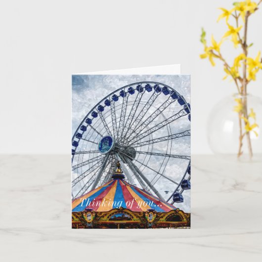 Navy Pier Ferris Wheel denking van jou Kaart (Gele Bloem)