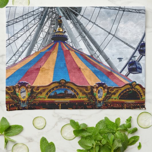 Navy Pier Ferris Wheel Theedoek (Gevouwen)