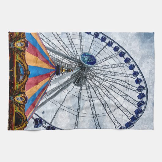 Navy Pier Ferris Wheel Theedoek (Horizontaal)