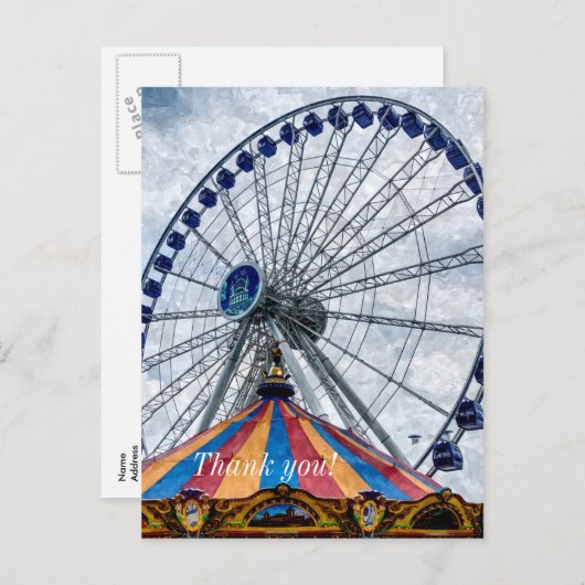 Navy Pier Reuzenrad Dank U Briefkaart (Voorkant / Achterkant)