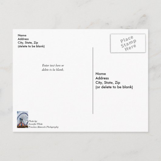 Navy Pier Reuzenrad Dank U Briefkaart (Achterkant)