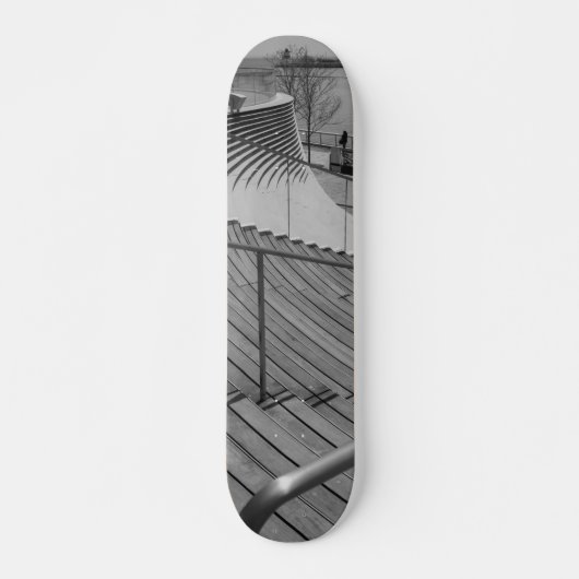 Navy Pier Stairs Grayscale Persoonlijk Skateboard (Voorkant)