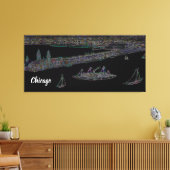 Navy Pier van het meer van Chicago 1920 neonkunst Canvas Afdruk (Insitu (Woonkamer))