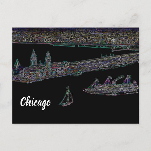 Navy Pier van Lake Chicago 1920's NEON Art Briefkaart (Voorkant)