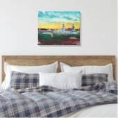 Navy Pier van Lake Chicago Kunst van de Waterverf Canvas Afdruk (Insitu (Slaapkamer))