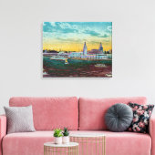 Navy Pier van Lake Chicago Kunst van de Waterverf Canvas Afdruk (Insitu (Woonkamer))