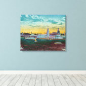Navy Pier van Lake Chicago Kunst van de Waterverf Canvas Afdruk (Insitu (Houten vloer))