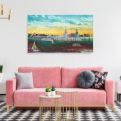 Navy Pier van Lake Chicago Kunst van de Waterverf  Canvas Afdruk (Insitu (Woonkamer))