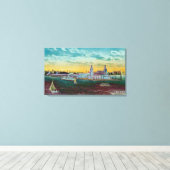 Navy Pier van Lake Chicago Kunst van de Waterverf  Canvas Afdruk (Insitu (Houten vloer))