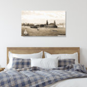 Navy Pier van Lake Chicago Kunst van de Waterverf  Canvas Afdruk (Insitu (Slaapkamer))