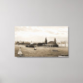 Navy Pier van Lake Chicago Kunst van de Waterverf  Canvas Afdruk (Voorkant)