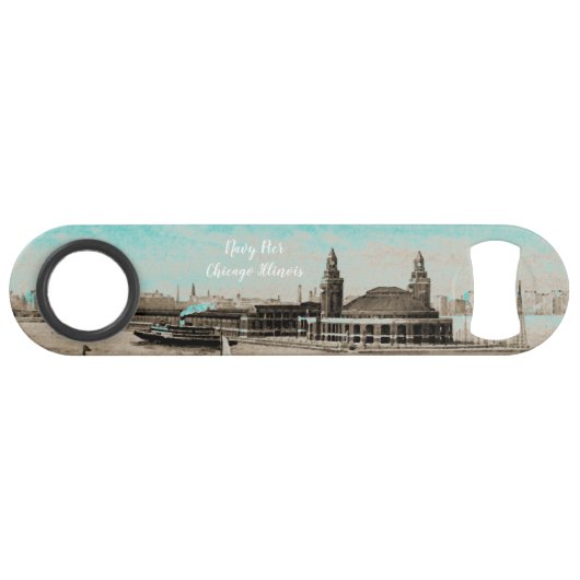 Navy Pier van Lake Chicago Kunst van de Waterverf  Speed Flessenopener (Voorkant (Horizontaal))