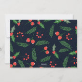 Navy Pine Holly Berries Gold Peace Multiple Photo Feestdagenkaart (Achterkant)