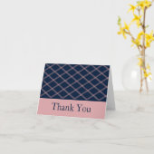 Navy & Pink Art Deco Line Art Diamonds Dank u Kaart (Gele Bloem)