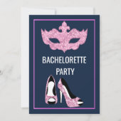 NAVY PINK BACHELORETTE HEELS MASQUERADE PARTIJ KAART (Voorkant)